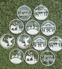 12 pcs Acrylic Christmas Ornaments 1/8" Thick (Size 4") (6 different designs - 2 of each design) see description.